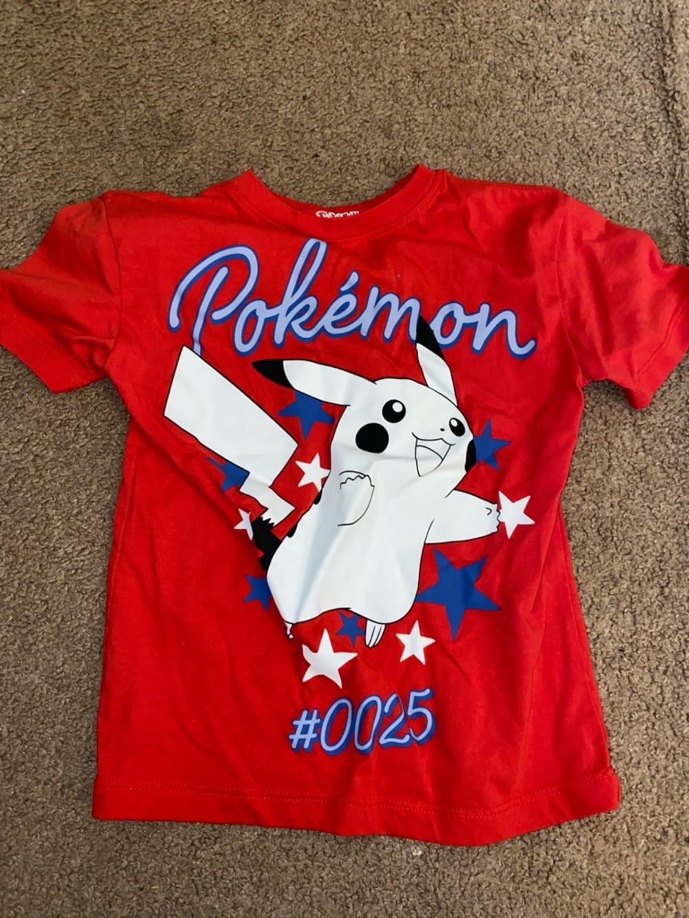 Pokemon Red Pikachu Graphic Tee with Blue & White Accents
